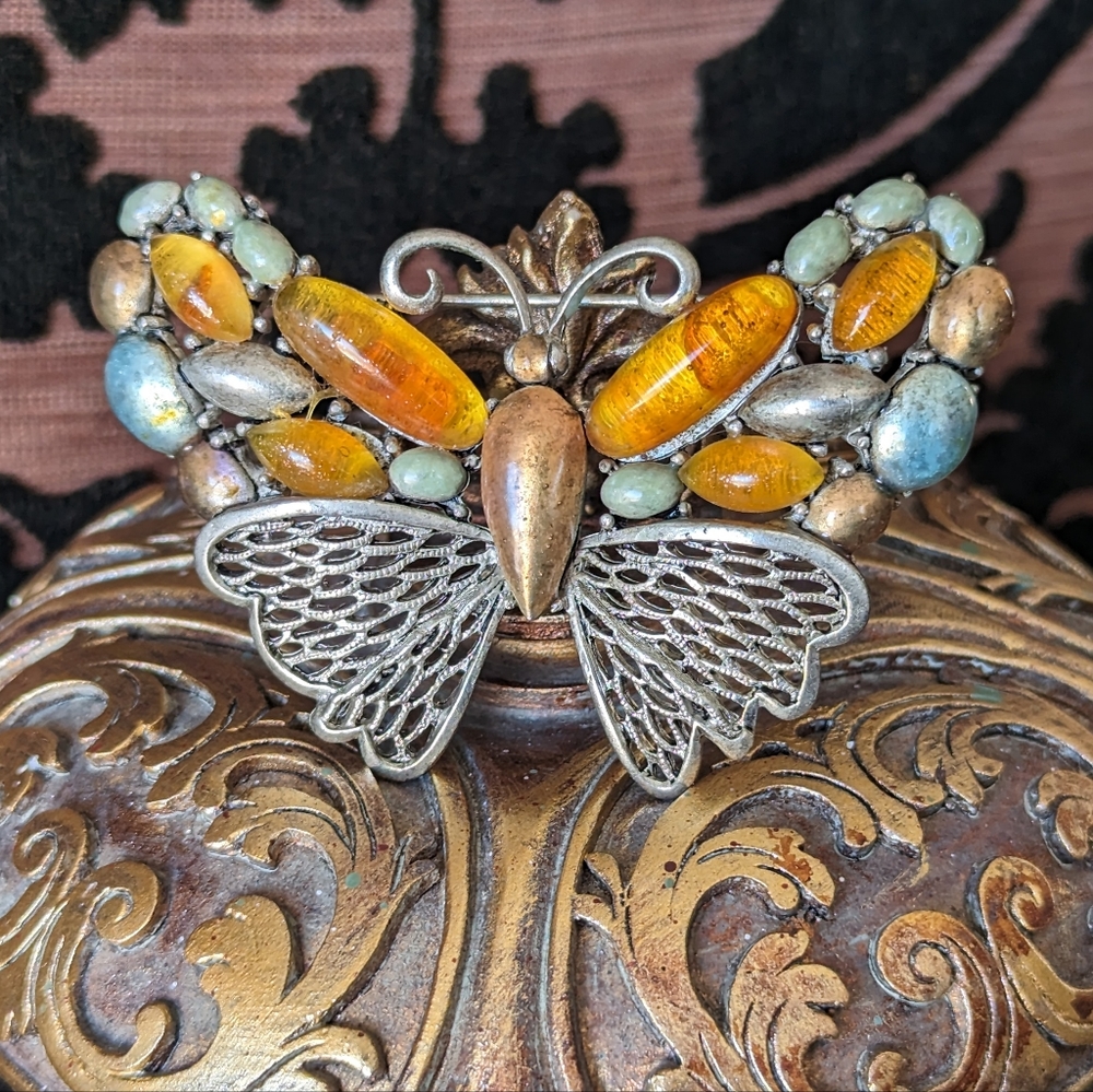 ‼️RARE💥💯 OSCAR DE LA RENTA COPPER BUTTERFLY BROOCH